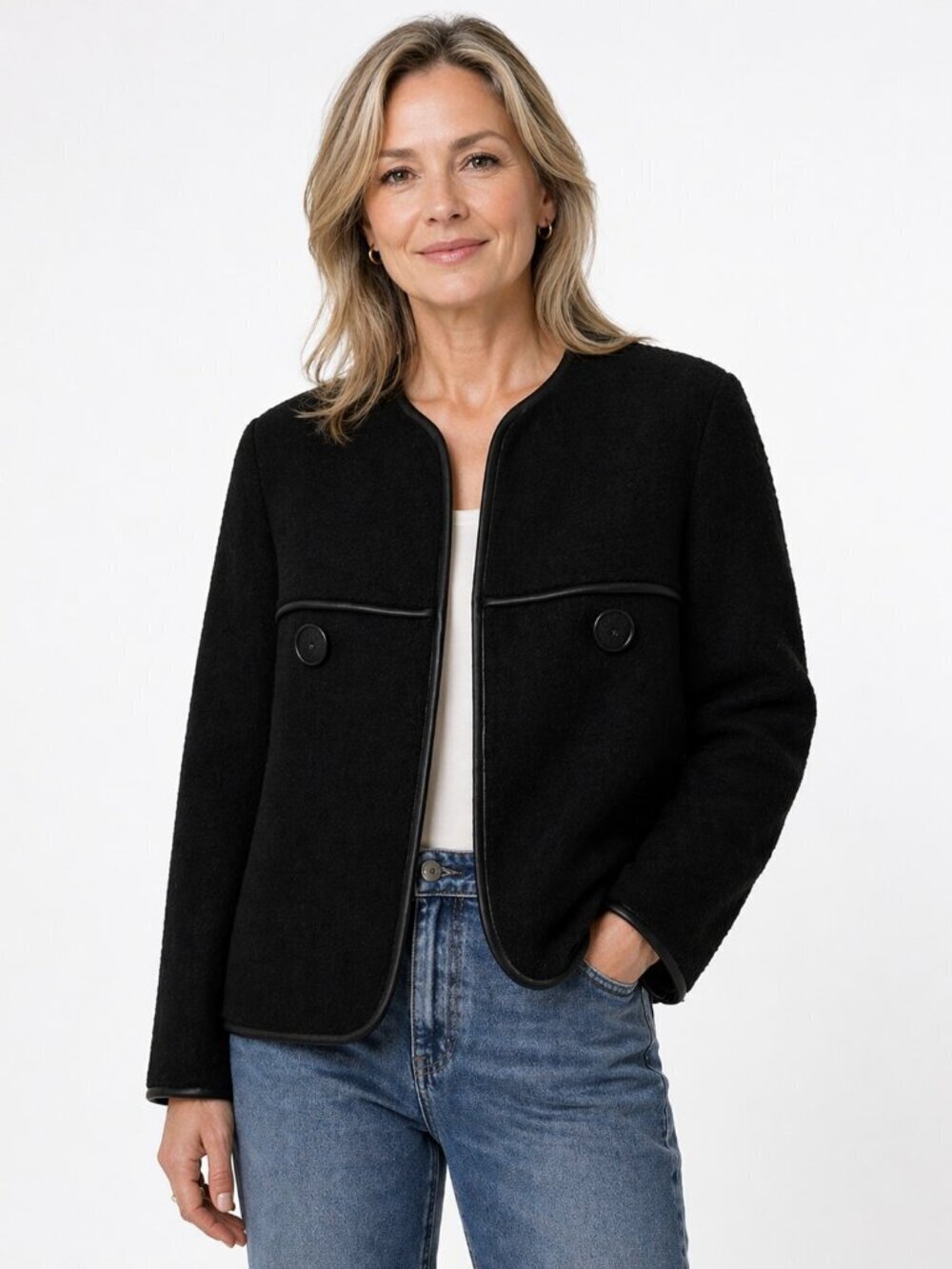 Chanel Fall 2015 Black Wool Tweed Silk Jacket